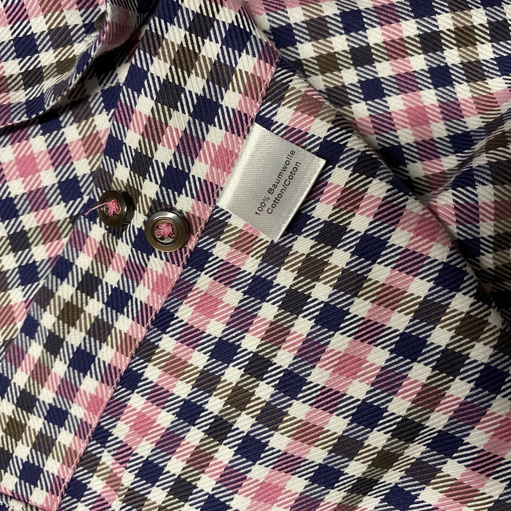 Hagen Carmel Fit Shirt Mens XXL Blue Pink Gingham Check Plaid Cotton Casual Prep - Picture 6 of 8